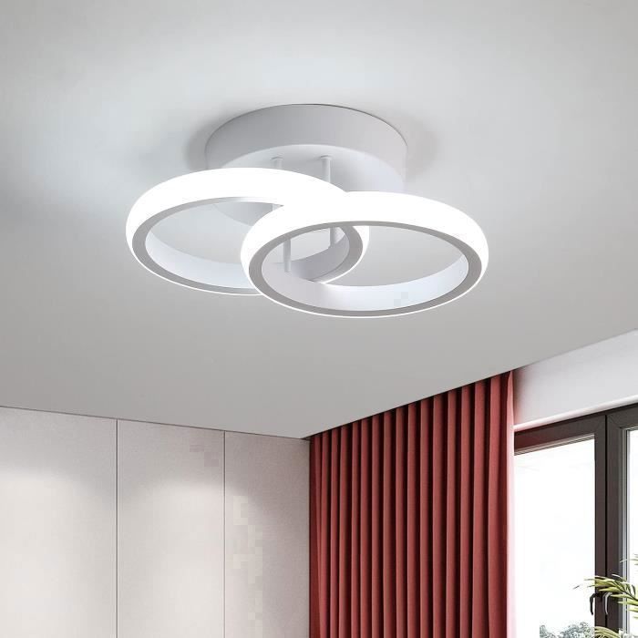DELIPOP Plafonnier LED Moderne 22W 6500K 2 Anneaux – Lampe de Plafond Blanc Lumière Blanche pour Chambre Salle à Manger Cuisine