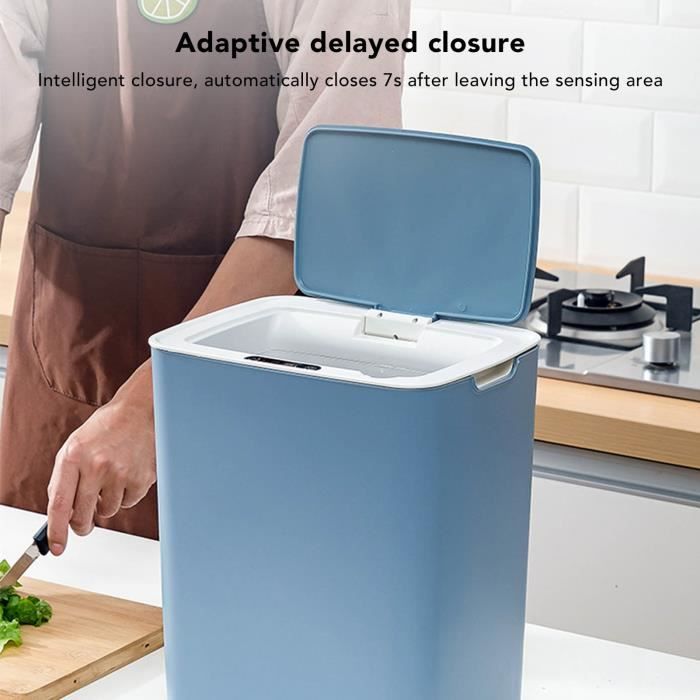 Poubelle Automatique Sans Contact 18L - Ouverture Infrarouge, étanche, Rechargeable USB, Pour Salle De Bain Et Cuisine