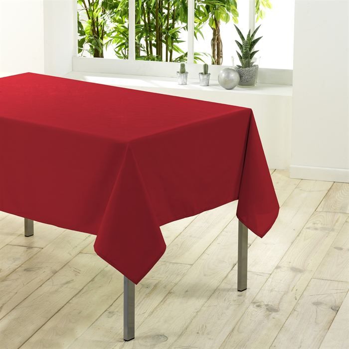 Nappe rectangulaire unie en 300 cm ESSENTIEL rouge