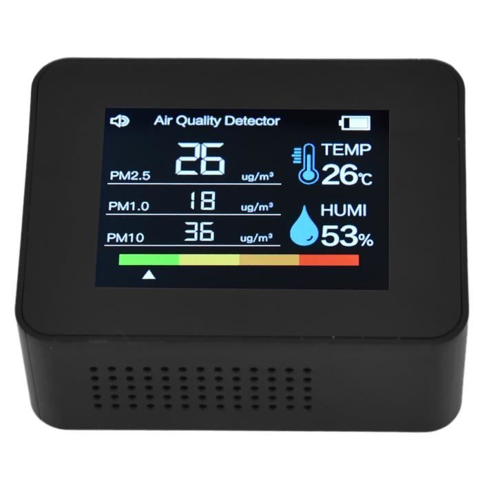 Qualité De L'air Moniteur De Qualité De L'air 6 En 1 Avec Capteur De Formaldéhyde Détecteur De Pollution Capteur HCHO TVOC PM2.5/PM10 Moniteur De Qualité De L'air Co2 Pm2.5 Testeur De Qualité