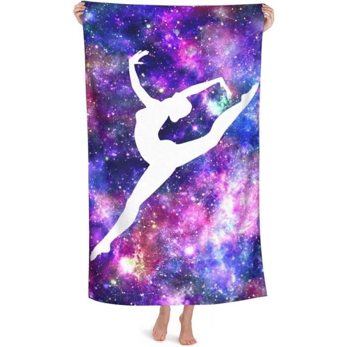 Serviette De Plage Microfibres 100x180cm – Flamant Rose à Rayures Noires – NLAND