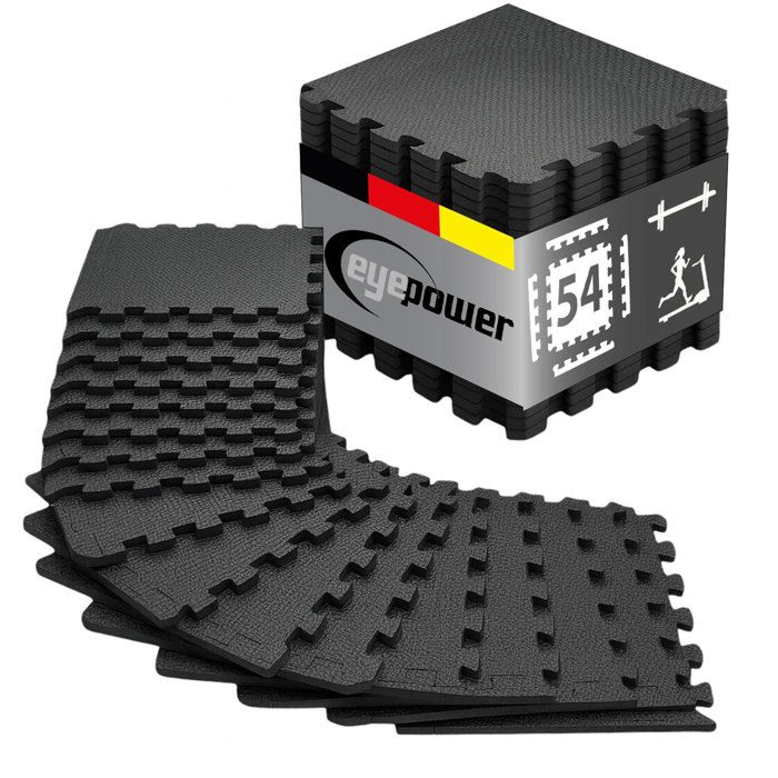 54 Dalles Puzzle Protection Sol Fitness - 30x30 Noir - Tapis Sol Sport Home Gym 54 Dalles Puzzle Protection Sol Fitness - 30x30 Noir - Tapis Sol Sport Home Gym