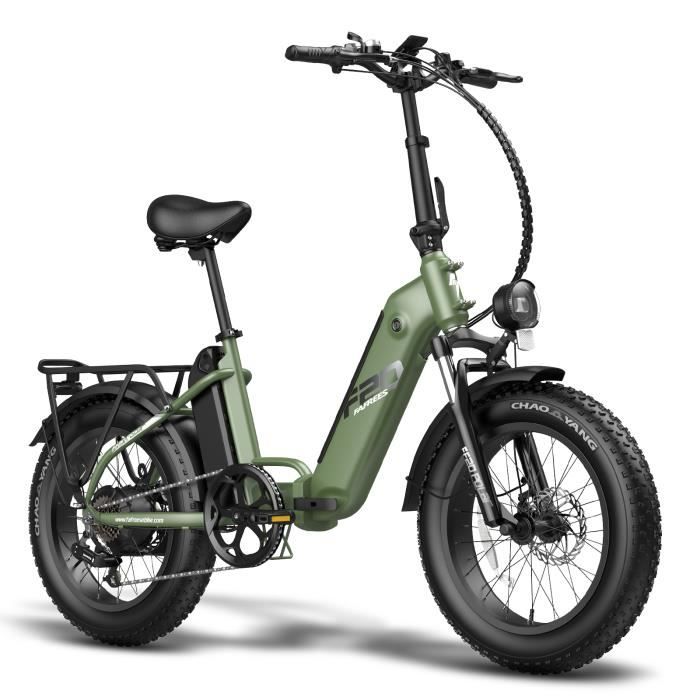 Vélo électrique 20'' FAFREES FF20 Polar 500W Vélo Pliant Gros pneu 25 km/h 48V 20,8Ah 7 Vitesses Vert avec Cadeau Pompe