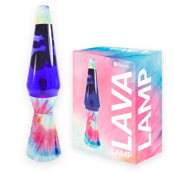 Lampe à lave - FISURA - Tie Dye - Base multicolore - Liquide violet - 40 cm