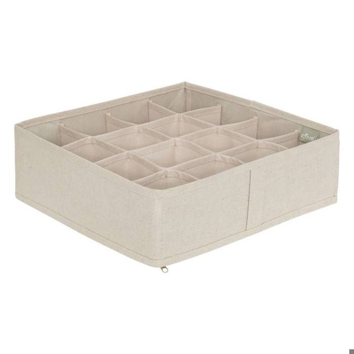 Organisateur Kord 5five - Dimensions 33x14.5x15 Cm, Papier Tressé, Couleur Beige, Rangement Bureau, Salle De Bain, Accessoires