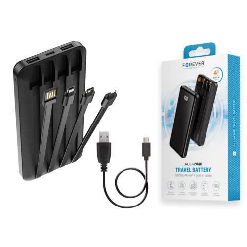 Power bank - FOREVER - TB-411 - 10000 mAh - Câbles USB-C Lightning microUSB - Noir