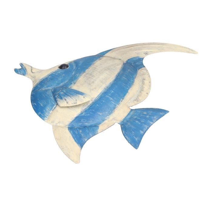 Lot De 2 Décorations Murales En Bois En Forme De Poisson - Style Vintage, Dimensions 24x15cm Et 20x12cm - Décoration Salle De Bain, Plage, Nautique
