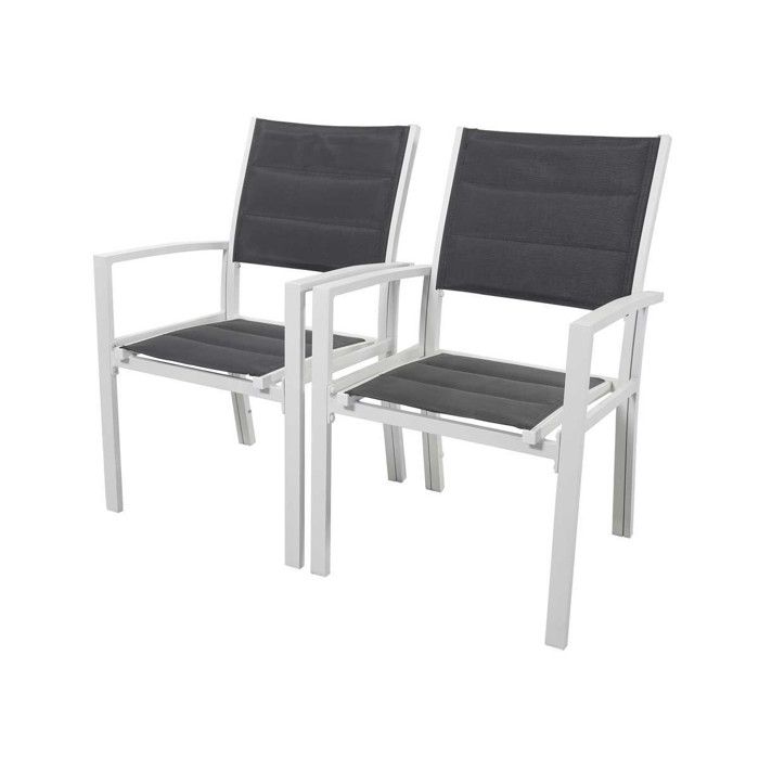 Fauteuil jardin Alu/Textilène Brazil / Canaries - Phoenix - blanc / gris foncé