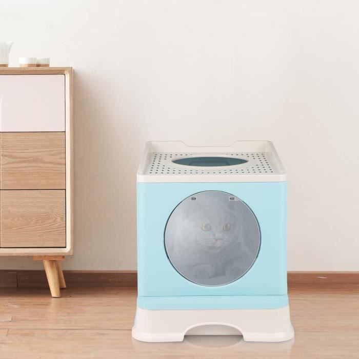 Comparer les prix de Bac à litière pour chat de type tiroir - YIPEEMA - Bleu - 48*39*34cm