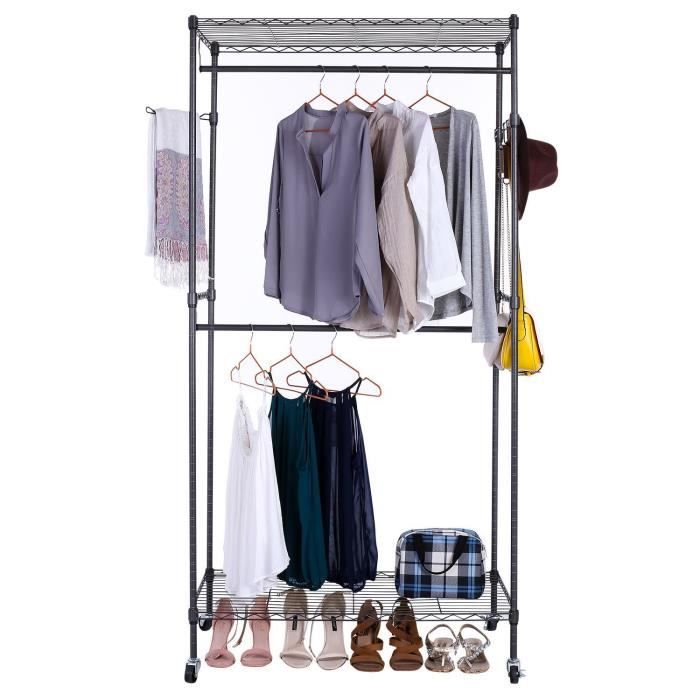 Porte-vêtements hexagonal sur roulettes 120cm - Métal robuste - Rotation 360° - Rangement ouvert (Blanc) | Leroy Merlin Porte-vêtements hexagonal sur roulettes 120cm - Métal robuste - Rotation 360° - Rangement ouvert (Blanc) | Leroy Merlin