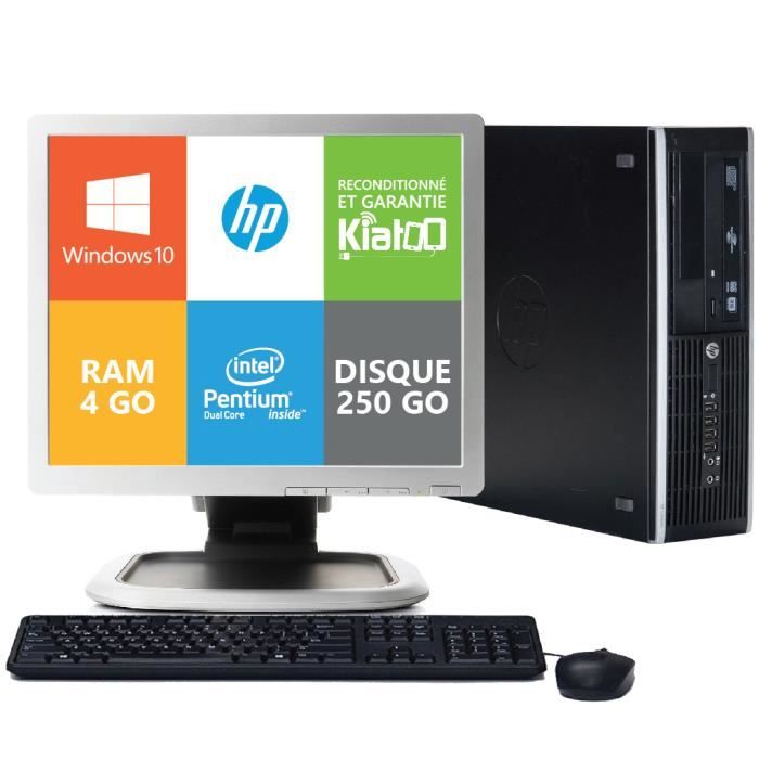 ordinateur de bureau HP elite 8200 dual core 4go ram 250go disque dur,écran 17 pouces,pc de bureau reconditionné ,windows 10