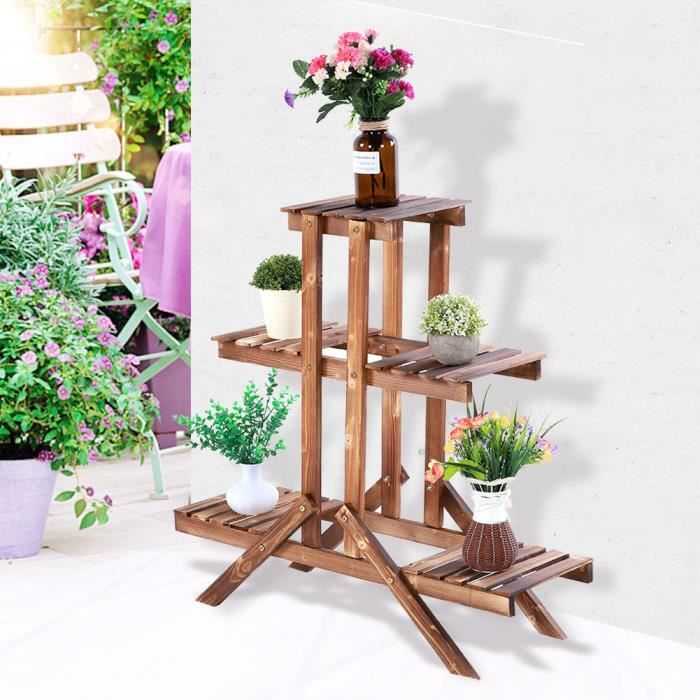 cen porte plante bois etagere plantes pour interieur ou exterieur ideal pour maison jardin balcon terrasse bureau cdiscount jardin