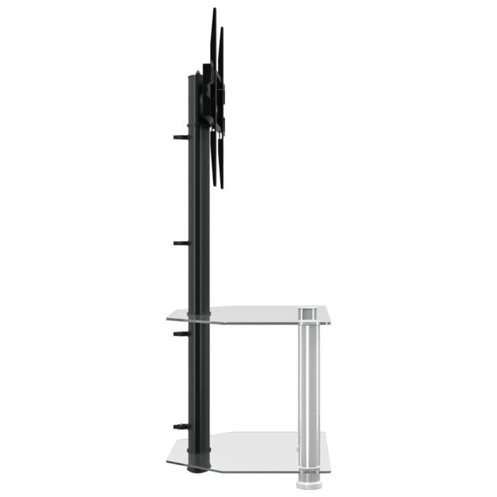 Meuble TV dangle 2 niveaux pour 32-70 pouces noir argenté Qqmora xY3690