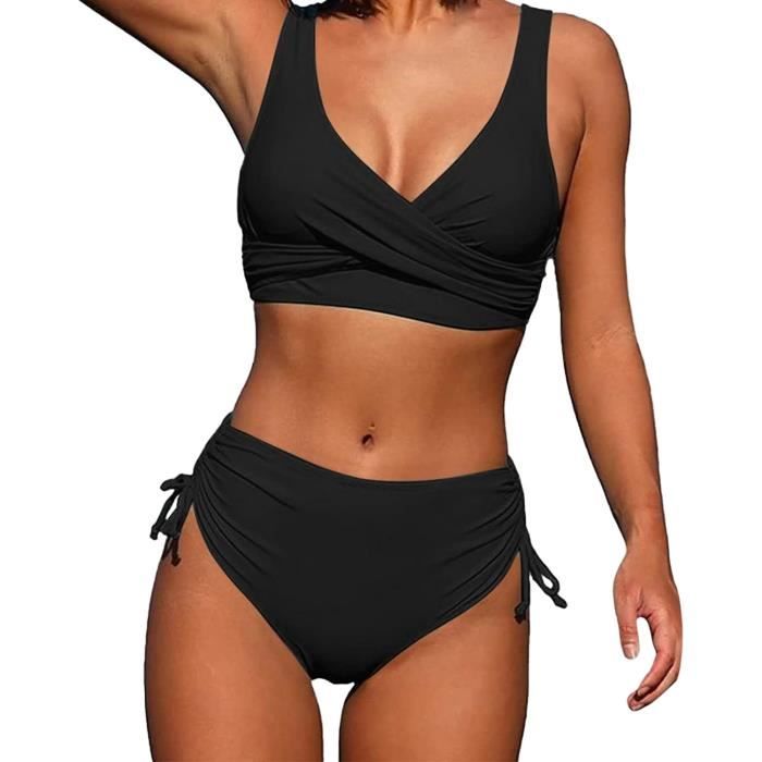 Bikini 2 Pièces Femme Taille Haute Push Up - Imprimé Hawaïen, Gainant Ventre Plat - Maillot De Bain Sexy Plage