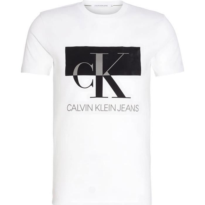 T-shirt logo empilé Coton Calvin Klein pour homme en coloris Noir Homme Vêtements T-shirts T-shirts à manches courtes 