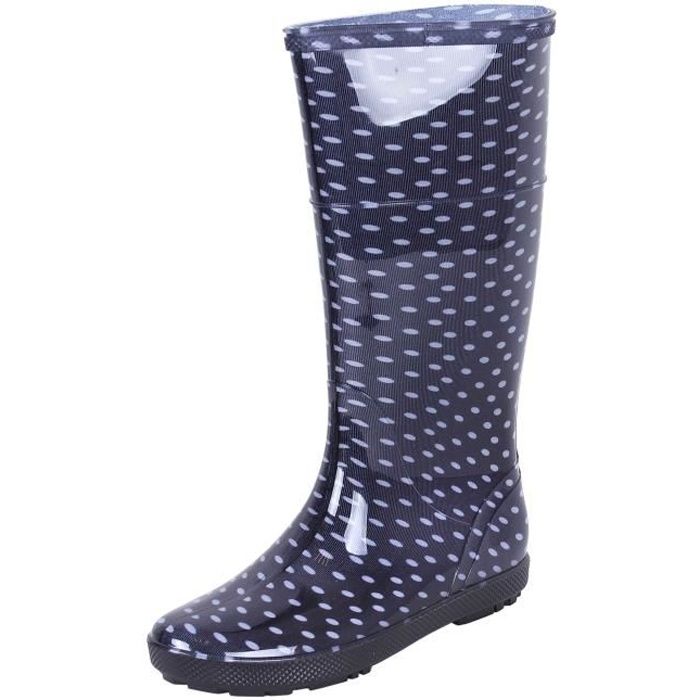 Bottes de pluie femme - DEMAR - HAWAI PRINT - Caoutchouc - Haute - Bleu/Noir