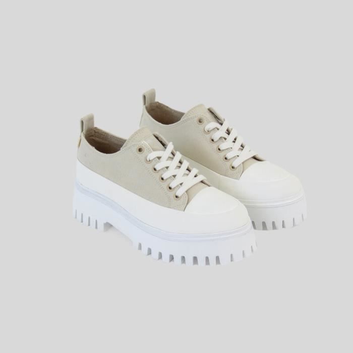 Bronx Baskets femme - BRONX - Groov-y low lace up Canvas - Marron - Camel - Textile - Lacets
