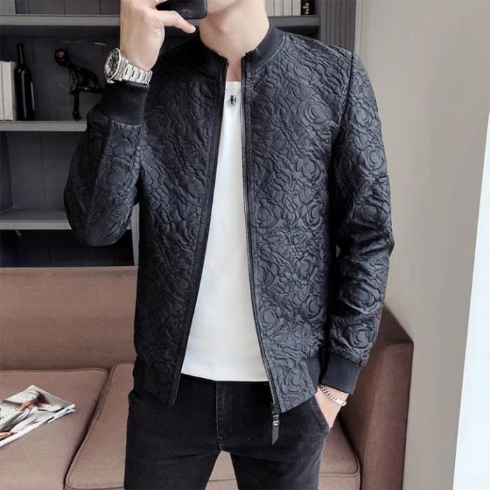 Veste homme Vintage fermeture clair manches longues d contract e