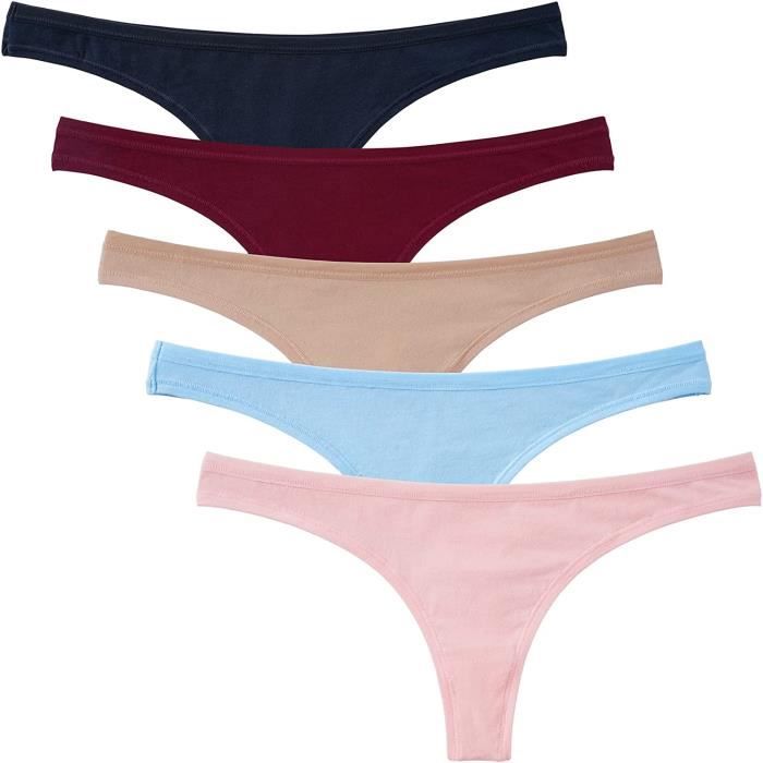 Femme Coton Basique String Ficelle Sexy Chic Culotte Extensible sous vetements Lot de 5 Multicolore Z196 Noir Cdiscount Pret a Porter