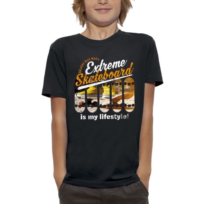 T-shirt enfant noir - PIXEL EVOLUTION - Skateboard - Coupe ajustée - 100% Coton Bio T-shirt enfant noir - PIXEL EVOLUTION - Skateboard - Coupe ajustée - 100% Coton Bio