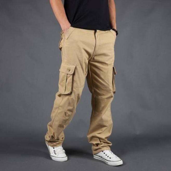 pantalon homme coupe cargo en coton stretch beige pantalons de