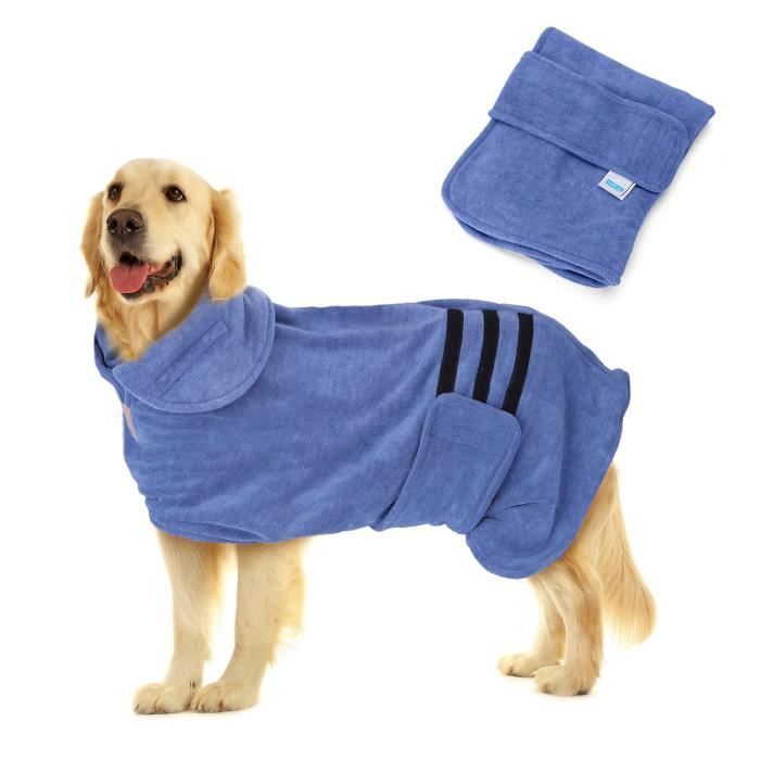 Nobleza-Peignoir pour Chien en Microfibre avec Velcro, Super Absorbant et à séchage Rapide,Serviette Douce pour Chien XL