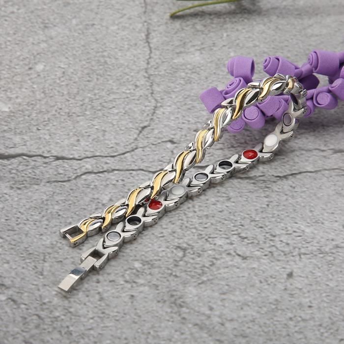 Bracelet Magnétique De Santé En Acier Inoxydable - Taille L Ou M, Couleur Argenté/doré - Occasion Très Bon état