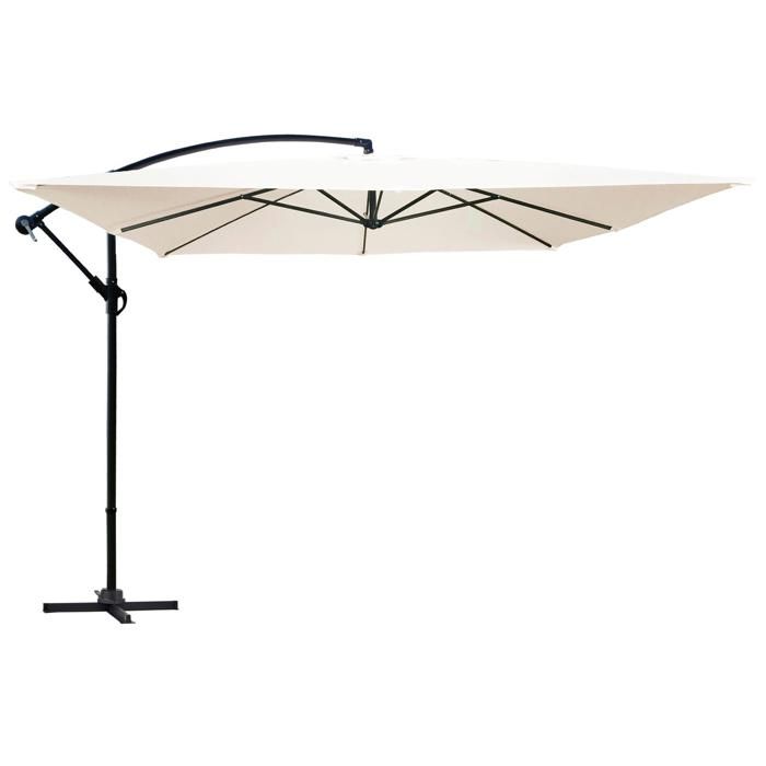Parasol déporté - 300 x 300 cm - Aluminium - Oviala - Ecru