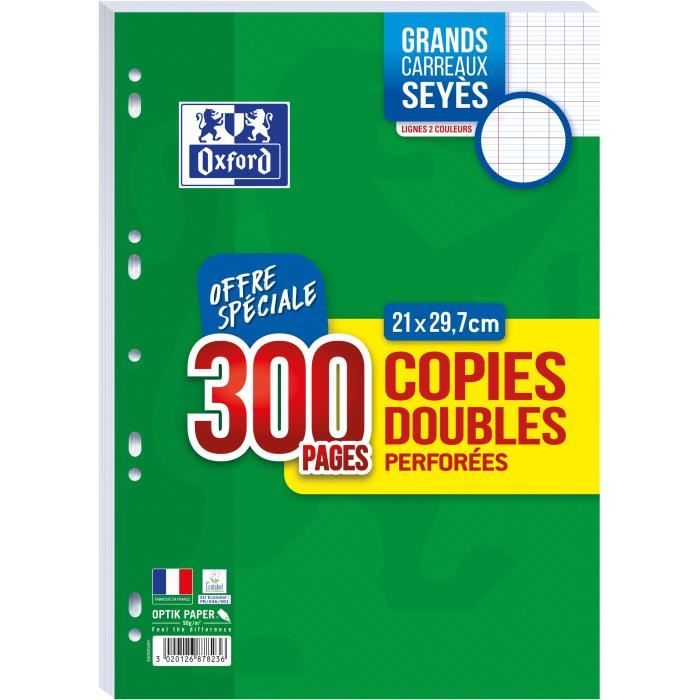 Copies doubles OXFORD perforees 300 pages 90g seyes