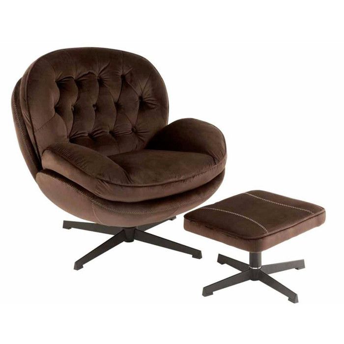 Fauteuil & Repose-Pieds Relax 88cm Marron Foncé Fauteuil & Repose-Pieds Relax 88cm Marron Foncé