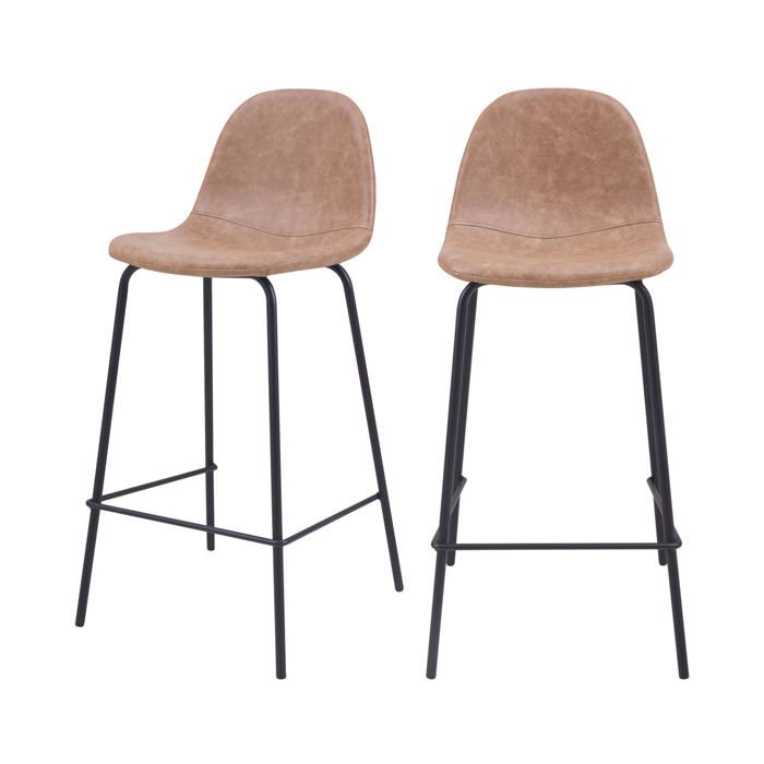 Lot de 2 chaises pour îlot central 65 cm en cuir synthétique taupe - Henrik - Maison Pavane Lot de 2 chaises pour îlot central 65 cm en cuir synthétique taupe - Henrik - Maison Pavane