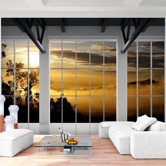 Papier Peint Intissé New York Ville - 11m², Noir & Blanc, 8 Bandes, Marque Runa Art, Style Chic