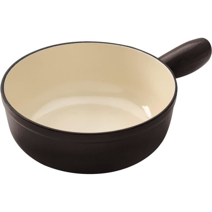 Poêlon à Fondue NOMAR N°17 - Fonte émaillée Rouge, 6 Fourchettes, Induction