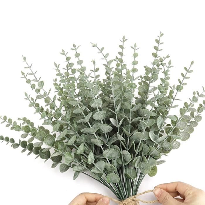 RXKFIGX 30 Pièces Eucalyptus Artificiel, Feuillage Artificiel Feuille Eucalyptus Plantes Artificielles Branche Decorative pour Decoration Maison, Mariage Cuisine Composition Florale de Bureau