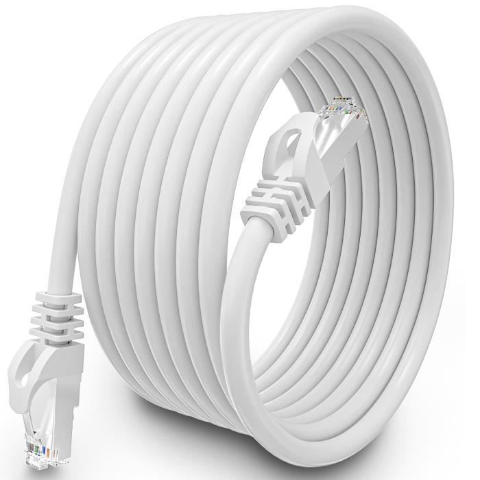Câble Informatique Cable Ethernet 10m Cat 6, Cable Rj45 Blindé Gigabit Haut Débit Câble ...