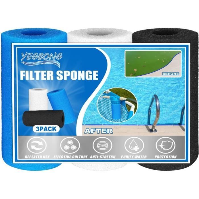 Filtre Mousse Type B Pour Pompe Intex - Lavable Et Réutilisable - 14.5x4.5x25.4 Cm - Bleu