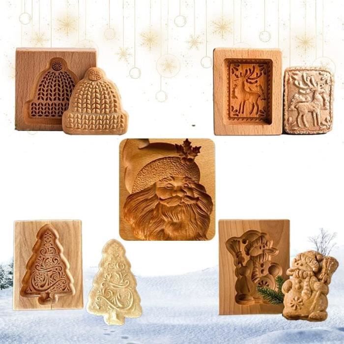 Moules À Biscuits En Bois Sculpté, Emporte-Pièce En Bois, Emporte Pièces  Noël, 3D Moule Biscuit, Outil De Cuisson D'Artisanat[H4117] - Cdiscount  Maison