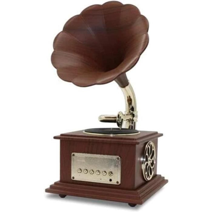 Gramophone Vintage Avec Corne En Laiton, Reproduction De TourneDisque, HautParleur, Platine