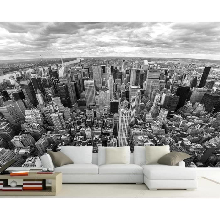 Papier Peint Panoramique 3D Ville En Noir Et Blanc Papier Peint 3D ...