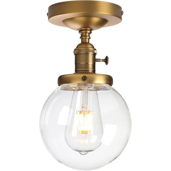 Suspension/plafonnier Avec Globe Vintage En Verre Et Système