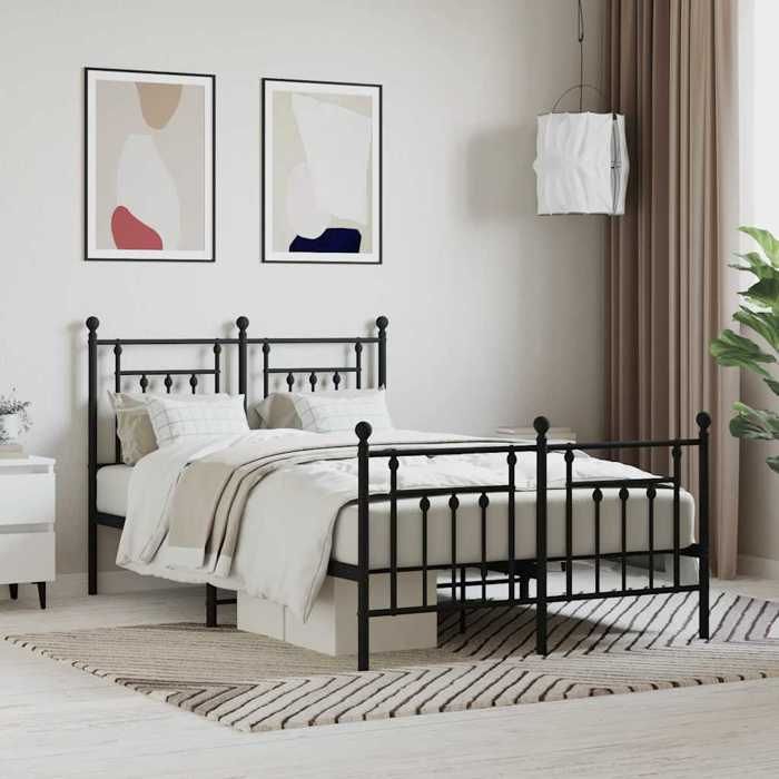 vidaXL Cadre de lit métal sans matelas avec pied de lit noir 120x190cm 353552