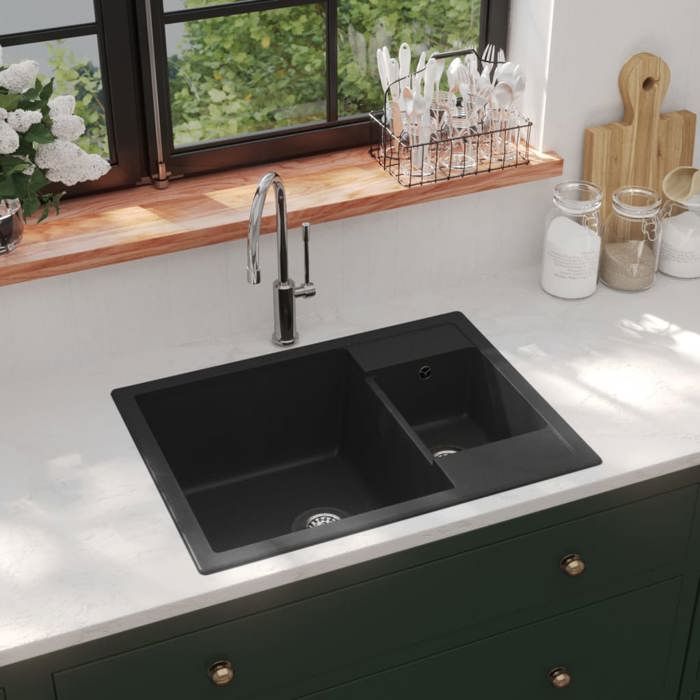 vidaXL Evier de Cuisine et Deux Lavabos Trou de Trop plein Evier Encastré Décoration de Cuisine Lavabo Extra Maison 147085