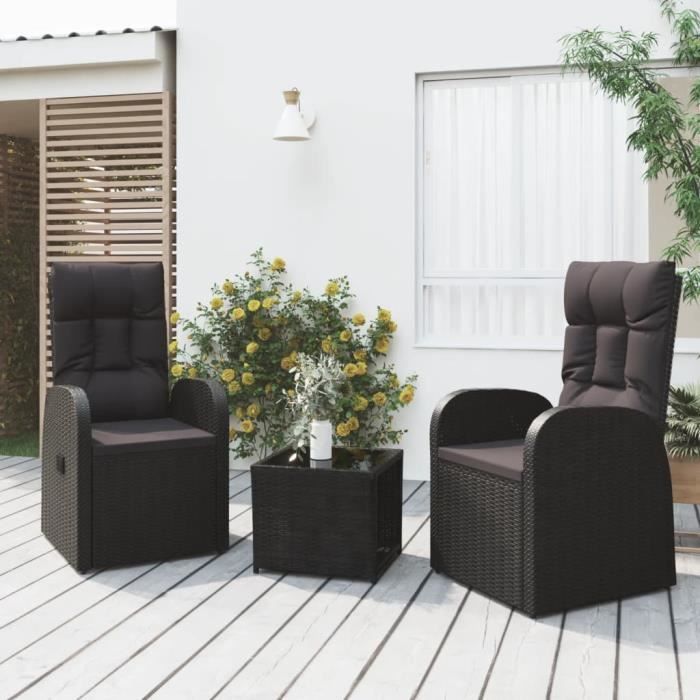 vidaXL Salon de Jardin 3 pcs Poly Rotin et Acier