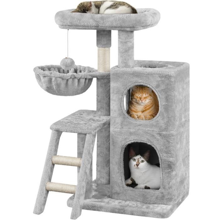 Meilleurs prix pour Arbre à Chat YAHEETECH - Petit Arbre à Grimper avec Niches et Griffoir en Sisal - 94cm Gris Clair