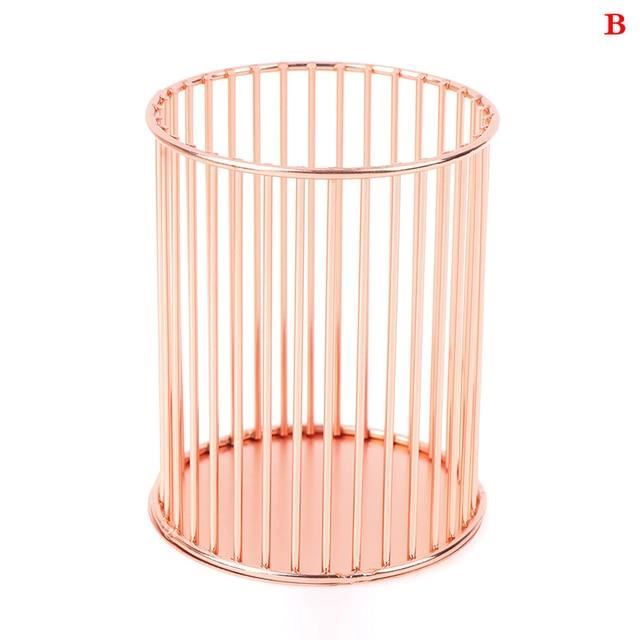 Porte-stylo Créatif Hexagonal Rose à 3 Compartiments - Rangement Bureau, Pinceaux Maquillage, Accessoires (12 X 8,5 X 5,5 Cm)