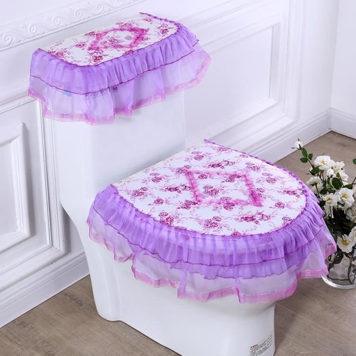 Housse Couvercle Toilette CREATCABIN Ensemble Housses Couvercle Toilette Velours Housse Toilette Lavable Antidérapante - 9