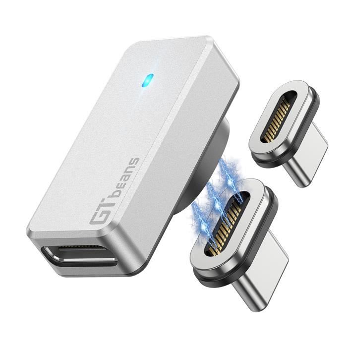 Adaptateur USB-C Magnétique 240W 40Gbps – Charge Rapide, Transfert Données, Vidéo 4K 60Hz – Compatible IPhone 15, MacBook, Steam Deck, PS5