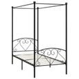 Cadre de lit à baldaquin - HURRISE - Noir Métal - 120 x 200 cm-1