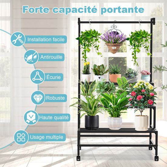 Lot De 3 Supports à Plantes Avec Roulettes En Métal Robuste Fasmov - Déplacez Vos Pots Facilement En Intérieur Et Extérieur !