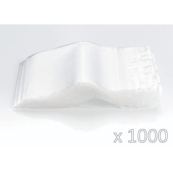 Sachet plastique zip transparent 150x200mm 1000 pièces
